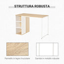 Scrivania Porta PC 115x55x75 cm in Metallo e Truciolare Rovere Bianco-6