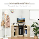 Scrivania Angolare Porta PC 90x90x83,5 cm Legno Truciolato Rovere-5