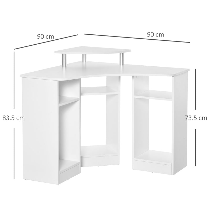 Scrivania Angolare da Ufficio 90x90x83,5 cm in Legno Bianco-3