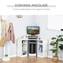 Scrivania Angolare da Ufficio 90x90x83,5 cm in Legno Bianco-5