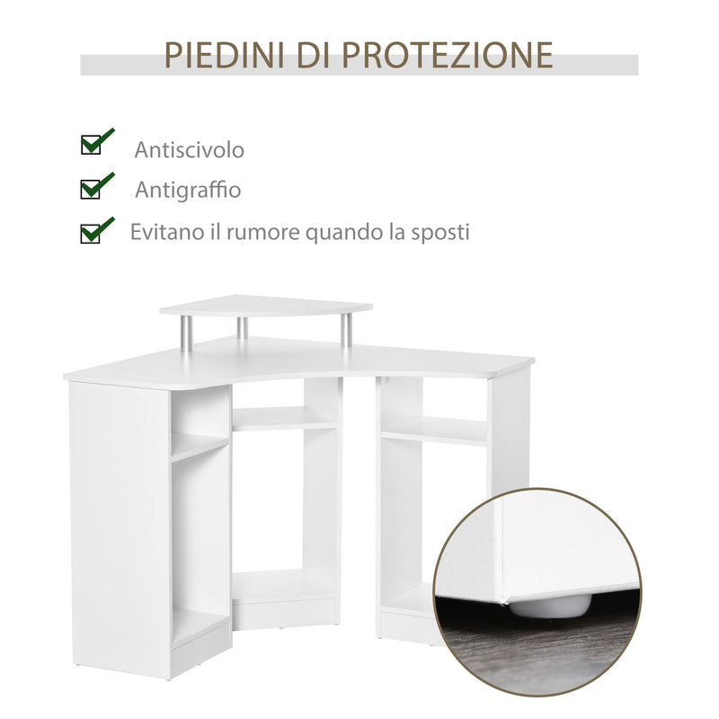 Scrivania Angolare da Ufficio 90x90x83,5 cm in Legno Bianco-6