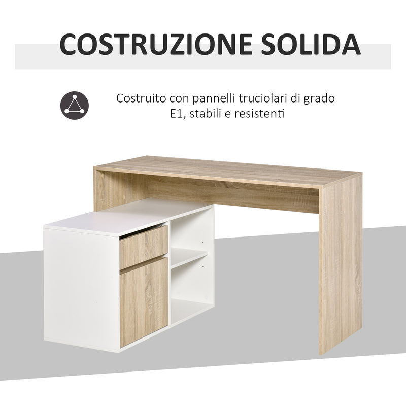 Scrivania Angolare da Ufficio 120x92x75,5 cm in Legno Rovere e Bianco-7