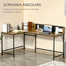 Scrivania Angolare da Ufficio 165x110x95 cm in Legno e Metallo Marrone Rustico-4