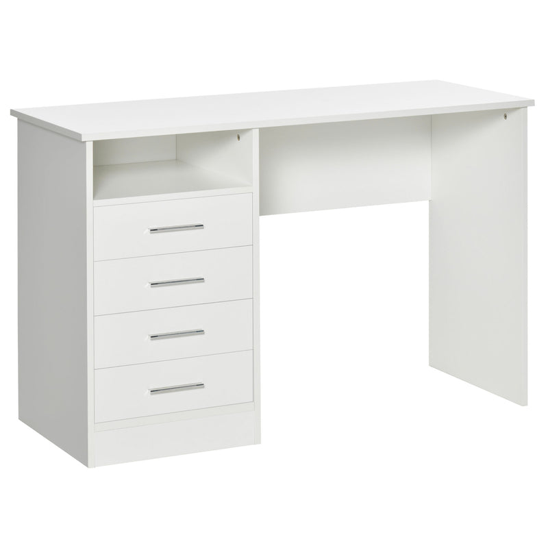 Scrivania Porta PC 4 Cassetti 120x50x76 cm in Legno Bianco-1