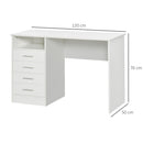 Scrivania Porta PC 4 Cassetti 120x50x76 cm in Legno Bianco-3