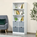 Libreria 4 Cassetti 3 Ripiani 76x30x173 cm in MDF e Truciolato Bianco e Grigio-2