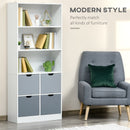 Libreria 4 Cassetti 3 Ripiani 76x30x173 cm in MDF e Truciolato Bianco e Grigio-4