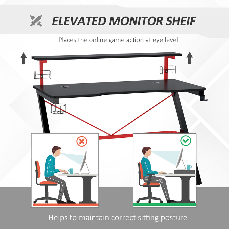 Scrivania Gaming con Ripiano Monitor 120x60x97 cm in MDF e Metallo Nero-5