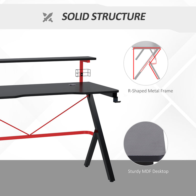 Scrivania Gaming con Ripiano Monitor 120x60x97 cm in MDF e Metallo Nero-7