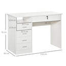 Scrivania da Ufficio 110x50x76 cm 5 Cassetti in Legno Bianco-3