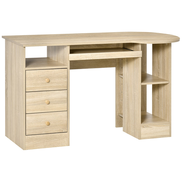 acquista Schreibtisch 125 x 60 x 74 cm mit Schubladen Tastaturablage aus Holz