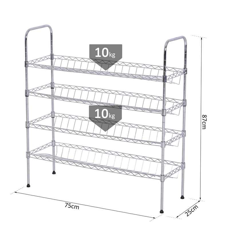 Scarpiera in Metallo con 4 Ripiani Regolabili 75x25x87 cm -3