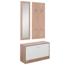 Set 3 Pezzi Scarpiera Appendiabiti Specchio da Ingresso in Legno 80x27x46.5 cm -1