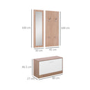 Set 3 Pezzi Scarpiera Appendiabiti Specchio da Ingresso in Legno 80x27x46.5 cm -3