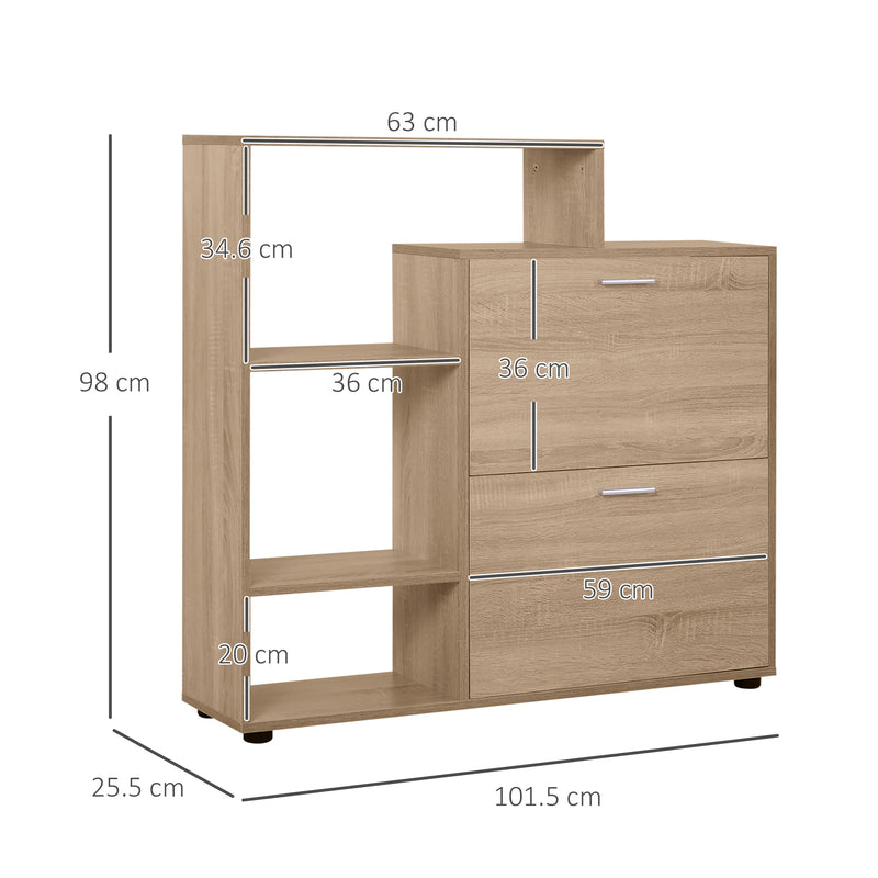 Scarpiera Salvaspazio 20 Paia da Ingresso in Legno Libreria 101.5x25.5x98 cm -3