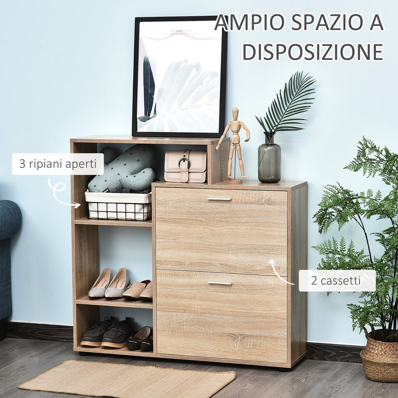 Scarpiera Salvaspazio 20 Paia da Ingresso in Legno Libreria 101.5x25.5x98 cm -5