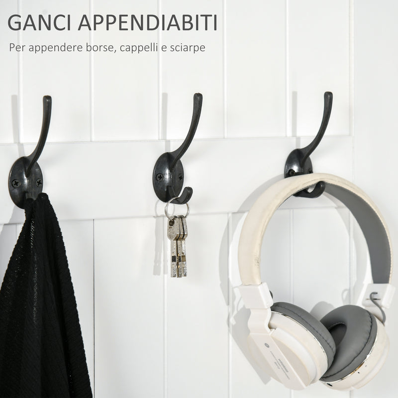 Appendiabiti Panchina per Ingresso in MDF 71,5x39,5x170 cm  Bianca-5