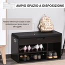 Mobile Scarpiera con Panca Contenitore 80x30x45 cm in Legno Truciolare Noce Scuro-5