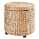 Pouf Contenitore Tondo Ø43x43 cm in Rattan Khaki-1