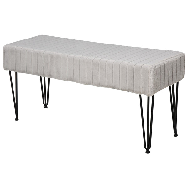 Gepolsterte Bank 2 Sitze 118x42x56 cm in Stoff und grauem Metall online