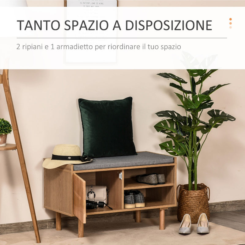 Mobile Scarpiera con Panca 80x40x49,5 cm in Legno Truciolare Naturale-5