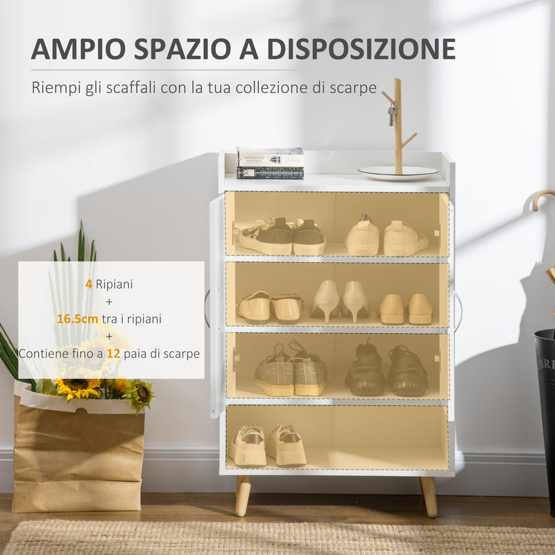 Mobile Scarpiera 60x30x92 cm in Legno Truciolare Bianco-4