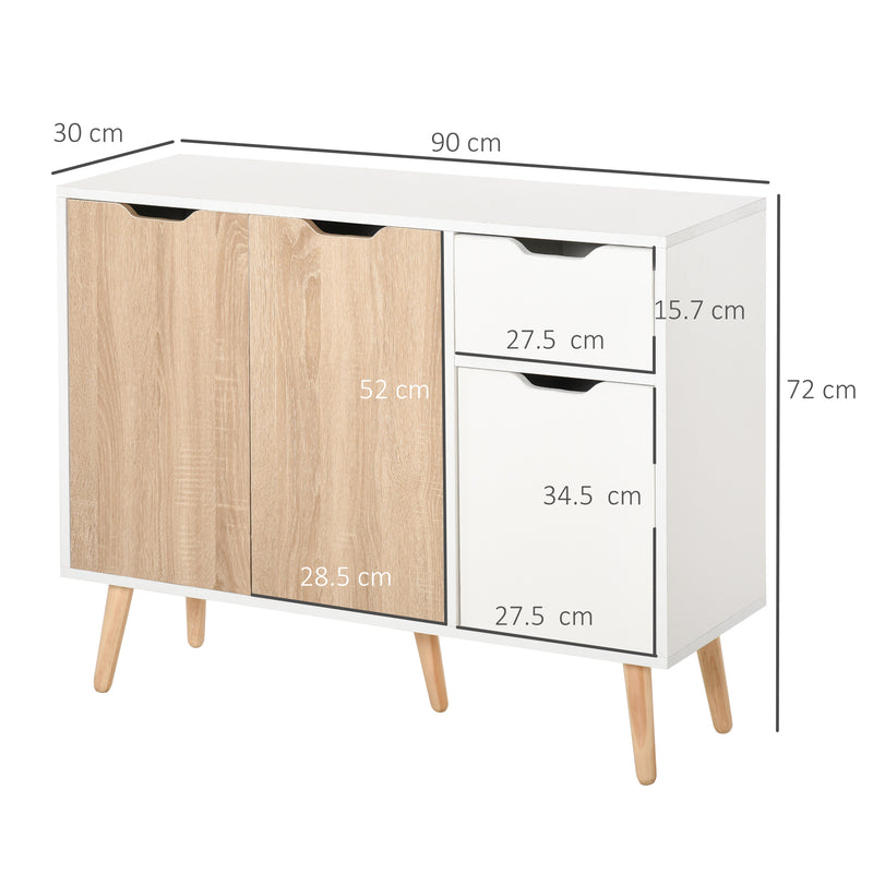 Mobile Multiuso 1 Cassetto 3 Ante 90x30x72 cm in Legno Color Legno-3