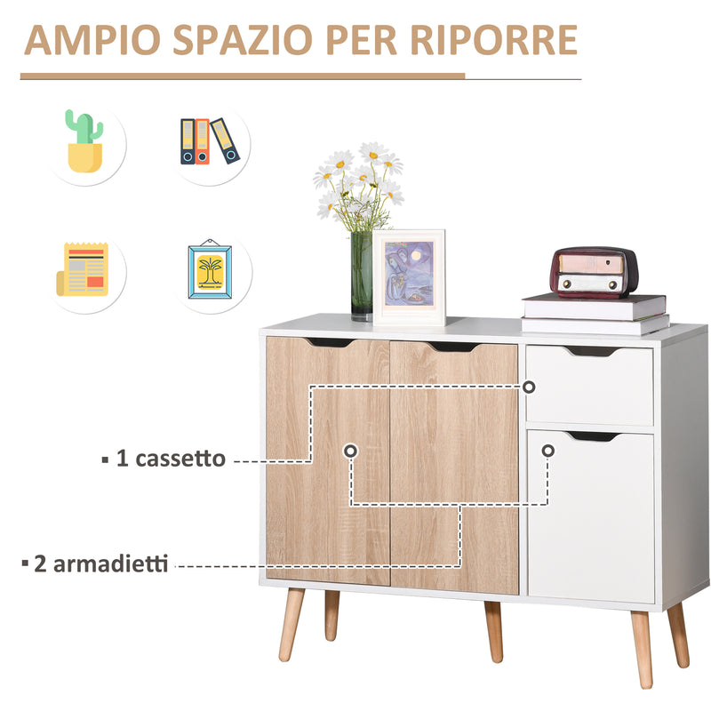 Mobile Multiuso 1 Cassetto 3 Ante 90x30x72 cm in Legno Color Legno-5