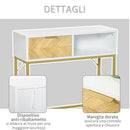 Consolle Ingresso 1 Cassetto 80x30x80,5 cm in Legno Bianco e Oro-5