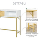 Consolle Ingresso 1 Cassetto 80x30x80,5 cm in Legno Bianco e Oro-6