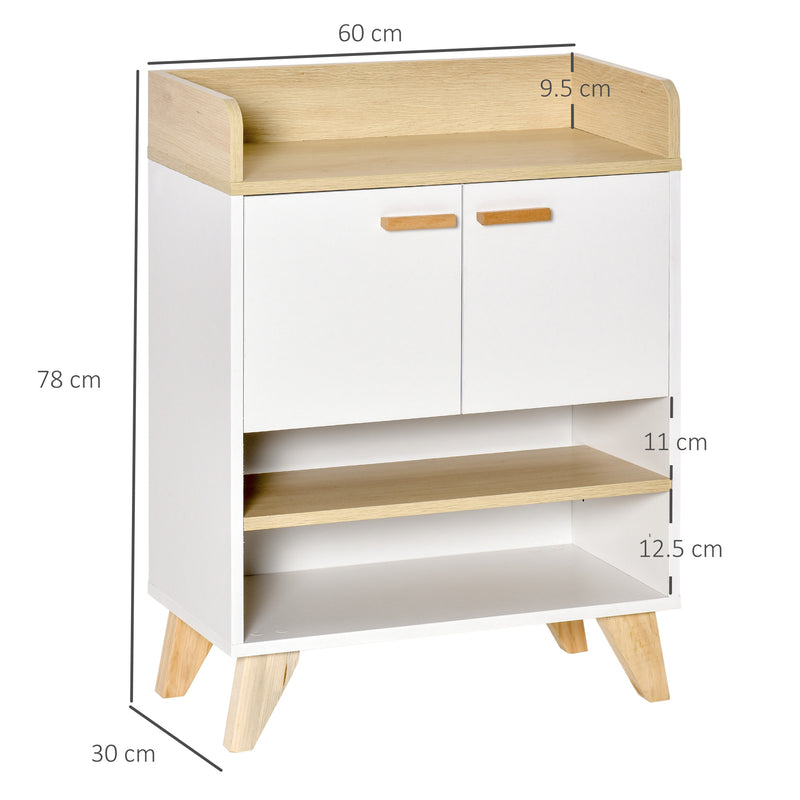 Mobile Multiuso 2 Ante 3 Ripiani 60x30x78 cm in Legno Bianco-3