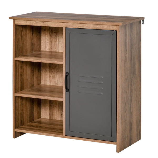 acquista Schrank 3 Regale 1 Metalltür 80 x 35 x 82 cm in brauner und grauer Spanplatte