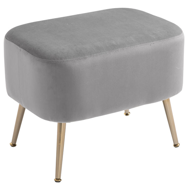 prezzo Hocker Fußstütze aus samtigem Stoff 55x41x42 cm Hellgrau