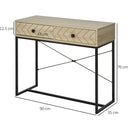 Tavolo Consolle per Ingresso 2 Cassetti 90x35x76 cm in Legno e Metallo -3