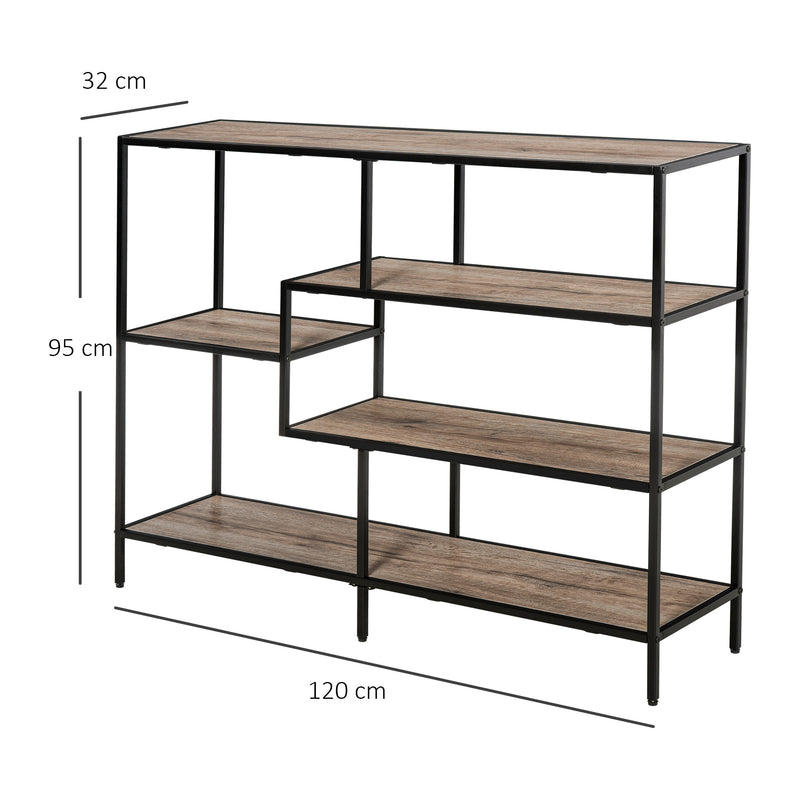 Libreria Scaffale 5 Ripiani 120x32x95 cm in Legno e Metallo  Nero-9