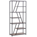 Libreria 9 Ripiani 80x33x180 cm in Legno e Metallo  Nera-1