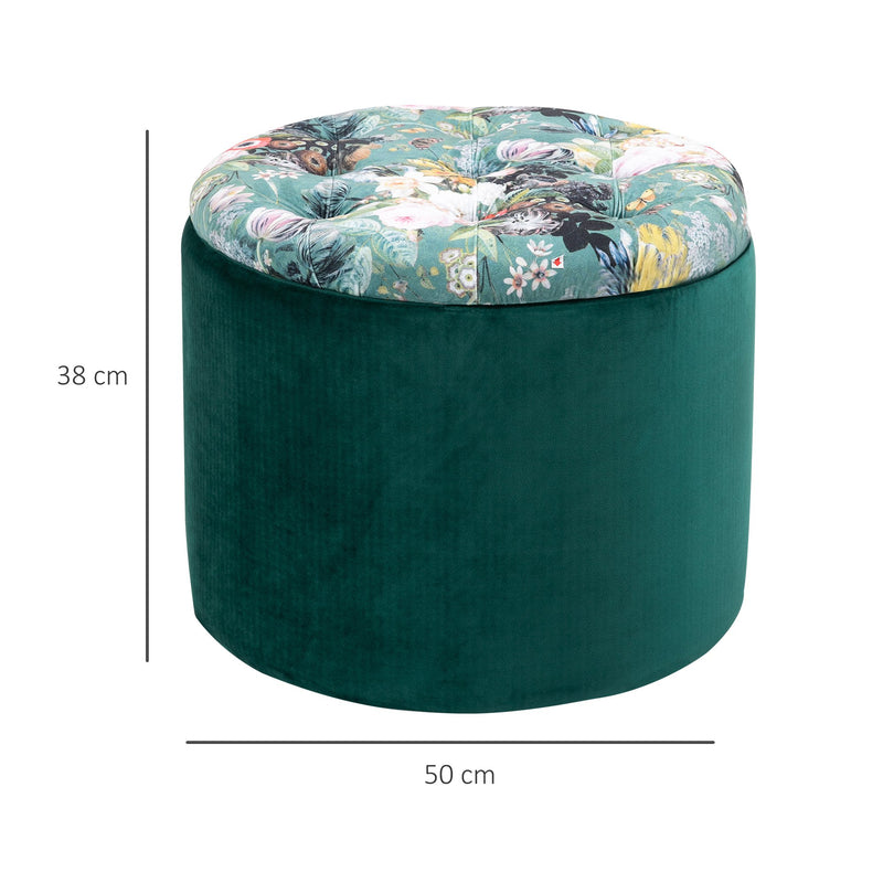 Pouf Contenitore Poggiapiedi Ø51x38 cm in Tessuto  Verde-3