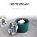 Pouf Contenitore Poggiapiedi Ø51x38 cm in Tessuto  Verde-5