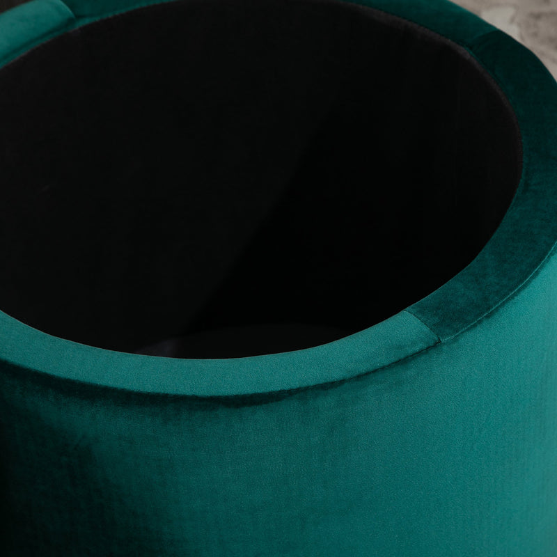 Pouf Contenitore Poggiapiedi Ø51x38 cm in Tessuto  Verde-9