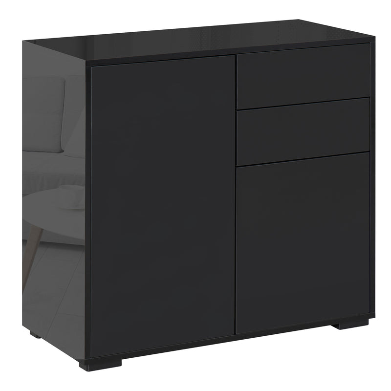 Mobiletto Multiuso 79x36x74 cm 2 Cassetti 2 Armadi Nero-1