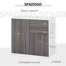 Mobile Multiuso 79x36x74 cm 2 Cassetti 2 Ante  Grigio e Bianco-4