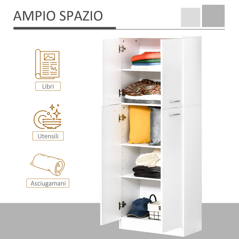 Mobile Dispensa Multiuso 59x31x155 cm in Legno Truciolare Bianco-4