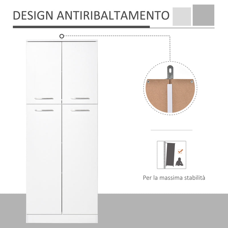 Mobile Dispensa Multiuso 59x31x155 cm in Legno Truciolare Bianco-6