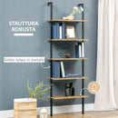 Libreria a Scala 60x30x184,5 cm 5 Ripiani in Legno e Metallo Marrone-6