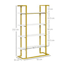 Libreria 4 Ripiani 92x35x152 cm in MDF e Acciaio Bianco e Oro-3