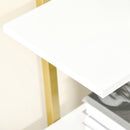 Libreria 4 Ripiani 92x35x152 cm in MDF e Acciaio Bianco e Oro-9