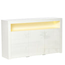 Credenza Moderna 3  Ante con Luci LED 155x40x92 cm in Legno Bianco-1