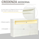 Credenza Moderna 3  Ante con Luci LED 155x40x92 cm in Legno Bianco-5