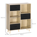 Libreria 4 Ripiani 3 Cassetti 90x30x102,5 cm in Legno e  Tessuto-3