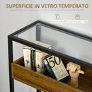 Tavolo Consolle Ingresso 108x28x85 cm in Acciaio e Legno Marrone Rustico-5